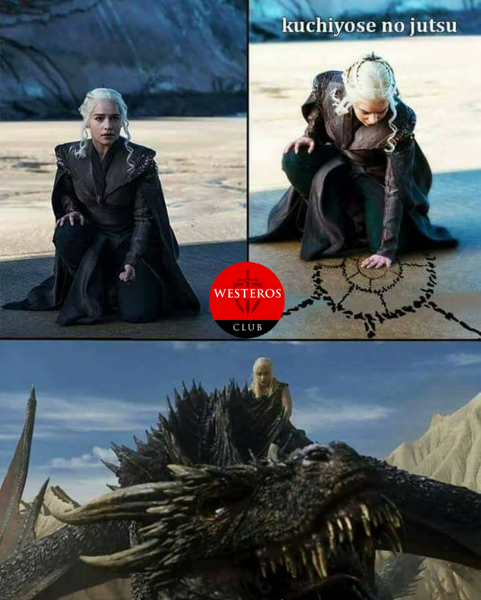 Daenerys invocando a Drogon como Naruto