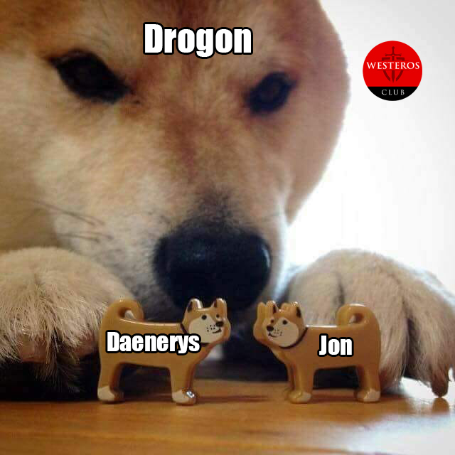 Drogon queriendo unir a Daenerys y Jon