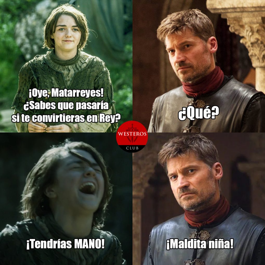 Arya trolleando a Jaime con su mano