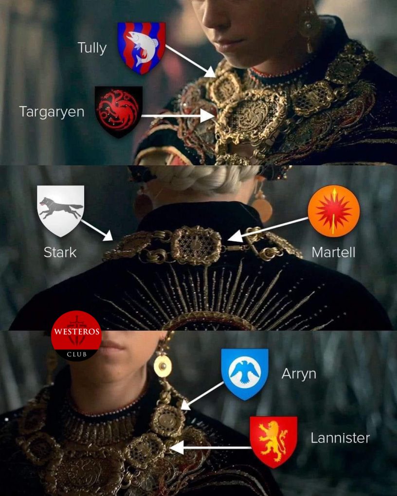Grandes Casas de Westeros en la vestimenta de Rhaenyra