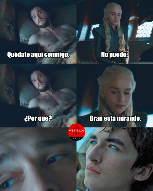 Bran mirando lo que hacen Jon y Daenerys 