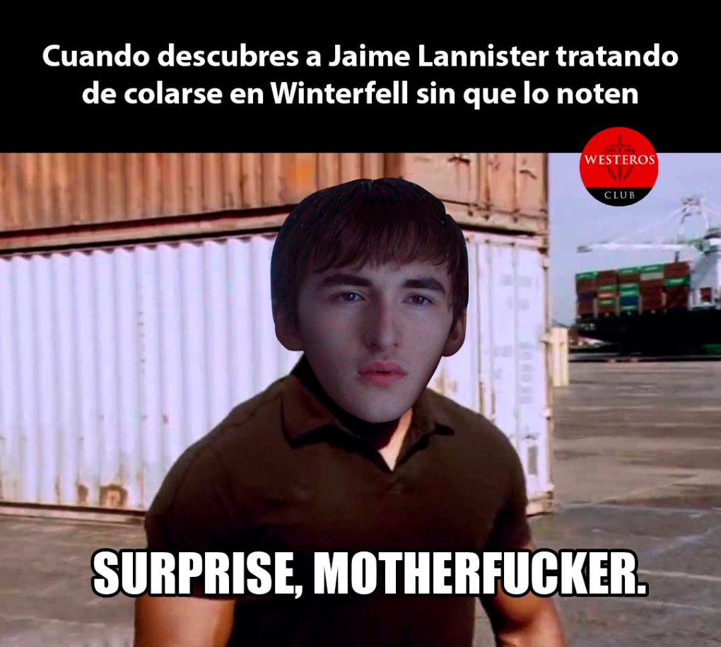 Bran sorprendiendo a Jaime en Winterfell