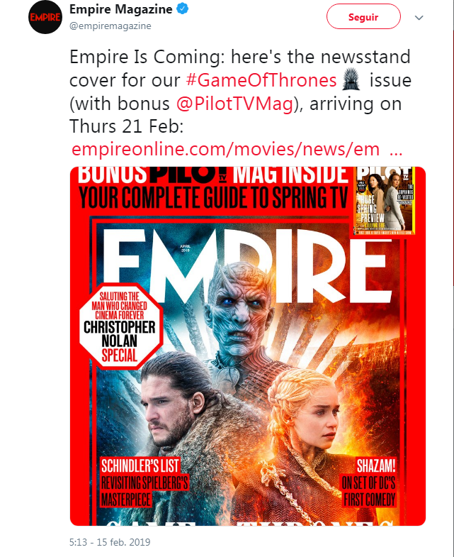 01 Jon Snow, Daenerys y el Rey de la noche protagonizan nueva portada